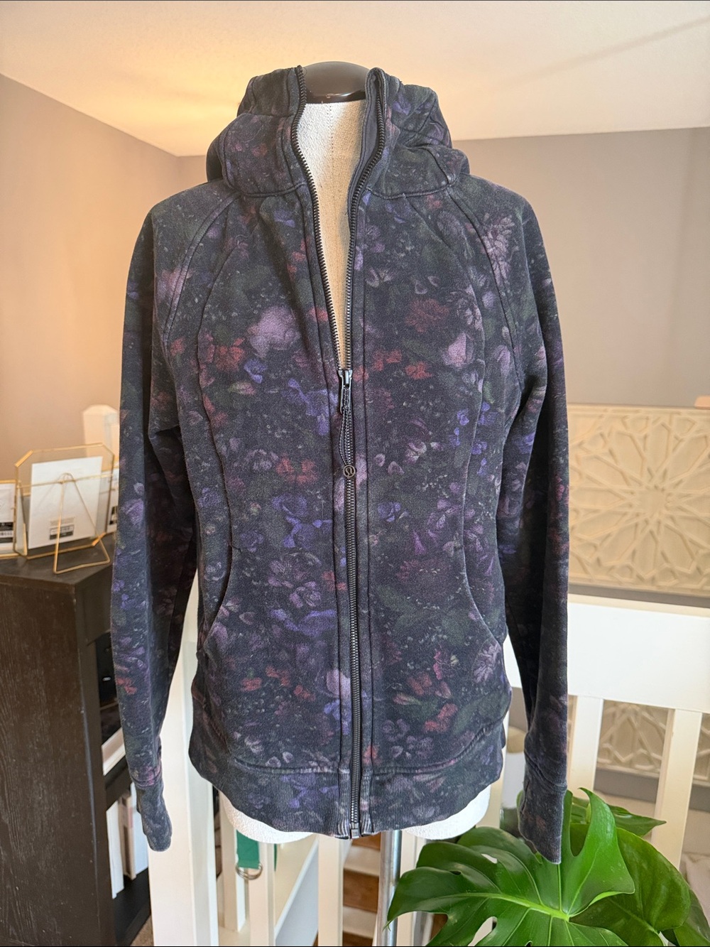 Lululemon Floral Zip Hoodie Jacket - Black & Purple